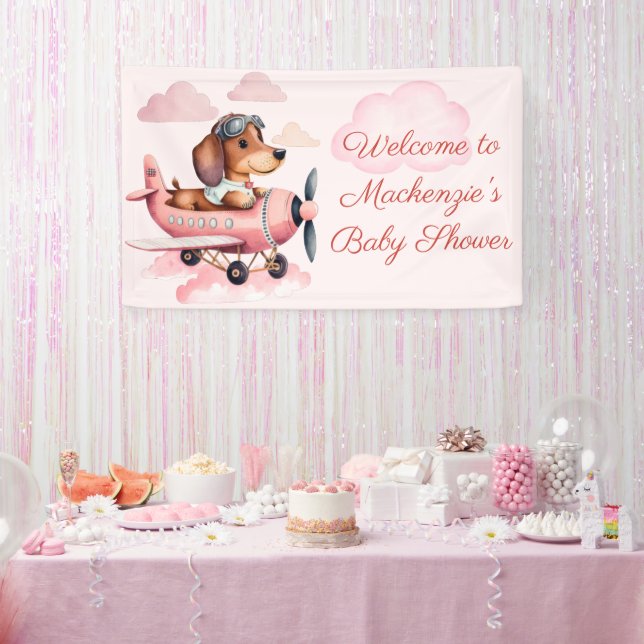 Lona Bienvenida a Baby Shower del Piloto Piloto Dachshu (Fiesta)