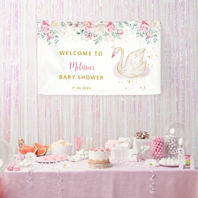 Lona Bienvenida a Baby Shower en Princess Swan (Fiesta)