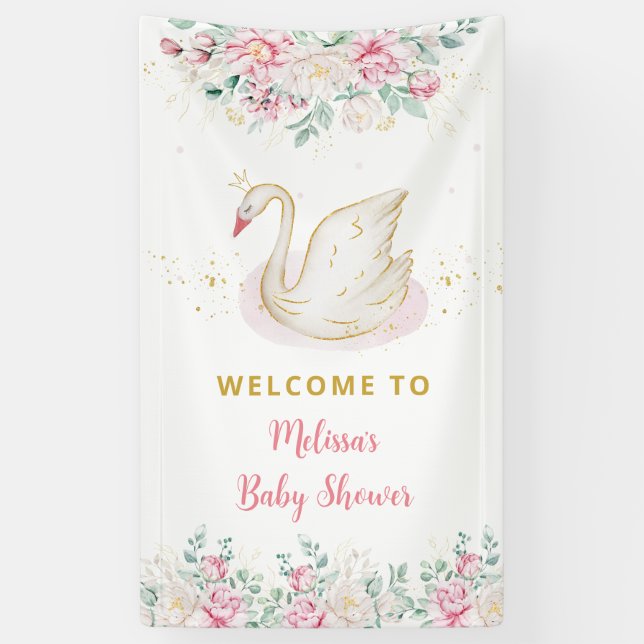 Lona Bienvenida a Baby Shower en Princess Swan (Vertical)