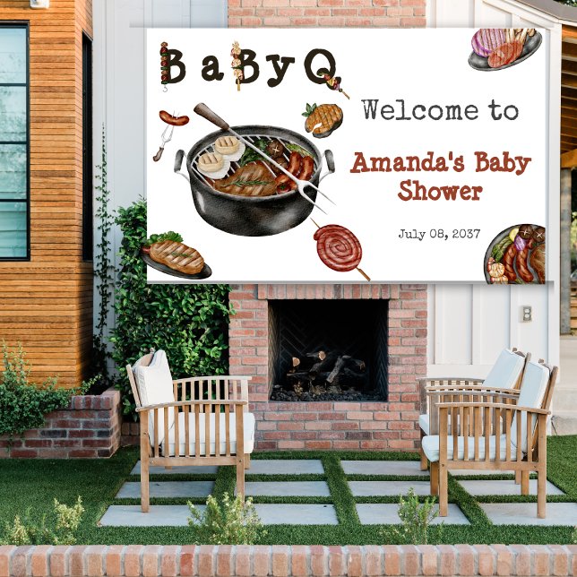Lona Bienvenida a Baby Shower Fiesta de BBQ Barbecue Ba (Subido por el creador)
