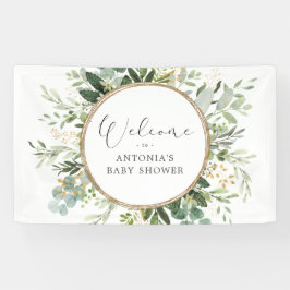 Lona Bienvenida a Baby Shower Neutral Verde Salvia Dora