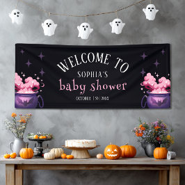 Lona Bienvenida a Baby Shower Spooky Halloween Cauldron