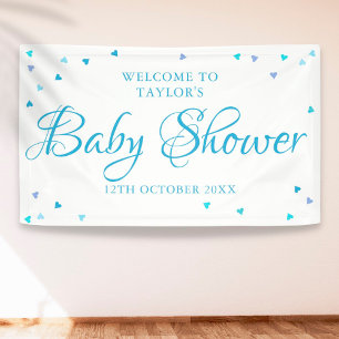 Lona Bienvenida a Blue Love Hearts Baby Shower / Sprink