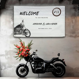 Lona Bienvenida a Boda de Motociclismo de aventura mode