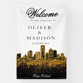 Lona Bienvenida a boda moderna en Maine Portland