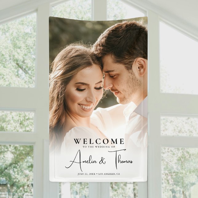 Lona Bienvenida a ceremonia de Boda de fotos (Add elegance to your wedding with a fancy vertical banner, perfect for stunning decor and photos!)