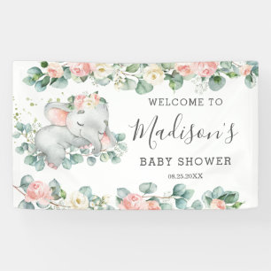Lona Bienvenida a Chica de Floral Greenery Elephant Bab
