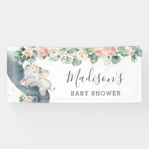 Lona Bienvenida a Chica de Floral Greenery Elephant Bab