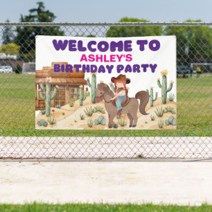 Lona Bienvenida a Chica de vaqueros en fiesta de cumple