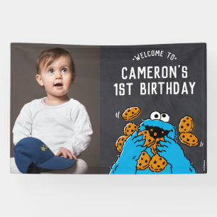 Lona Bienvenida a Cookie Monster Primer Cumpleaños
