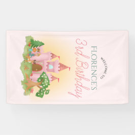 Lona Bienvenida a cumpleaños de la princesa rosa singul