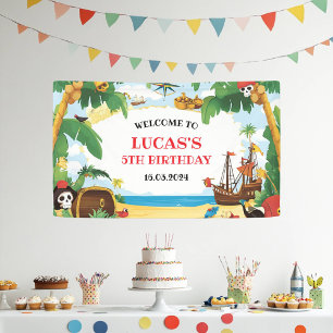Lona Bienvenida a cumpleaños del Barco Pirata Infantil 
