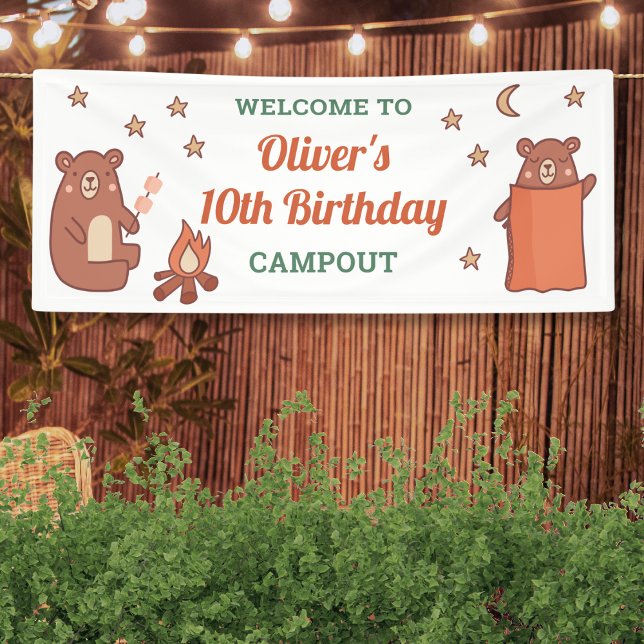 Lona Bienvenida a cumpleaños del Camping de Oso Whimsic (Subido por el creador)
