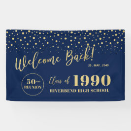 Lona Bienvenida a Fiesta de Reunión de Clase Confetti d