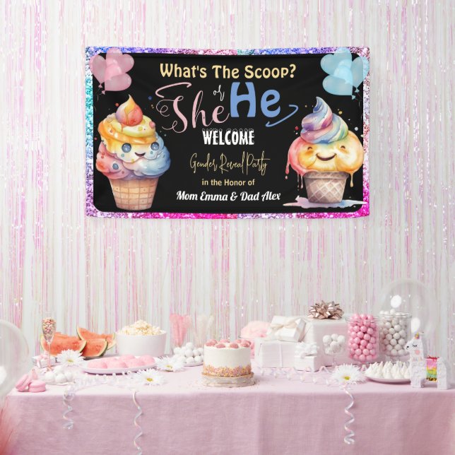 Lona Bienvenida a Fiesta de revelación de género de hel (Fiesta)