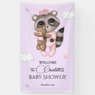 Lona Bienvenida a Gentle Raccoon Animal Chica Baby Show