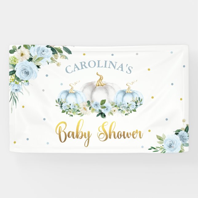 Lona Bienvenida a la calabaza hinchable Baby Shower Boy (Horizontal)