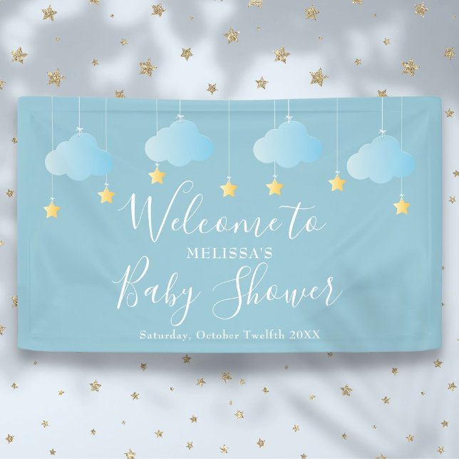 Lona Bienvenida a la ducha con efecto rociador (Twinkle Sprinkle Baby Sprinkle Shower Welcome Banner)
