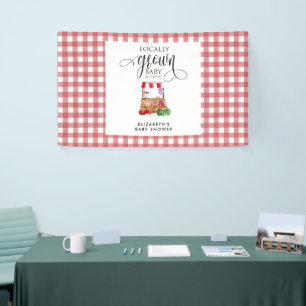 Lona Bienvenida a la ducha de bebé de gingham cultivada