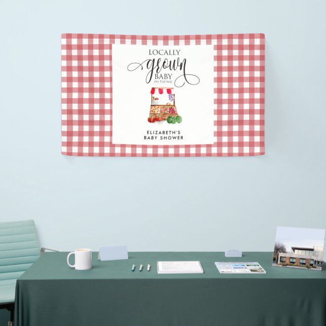 Lona Bienvenida a la ducha de bebé de gingham cultivada (Feria)