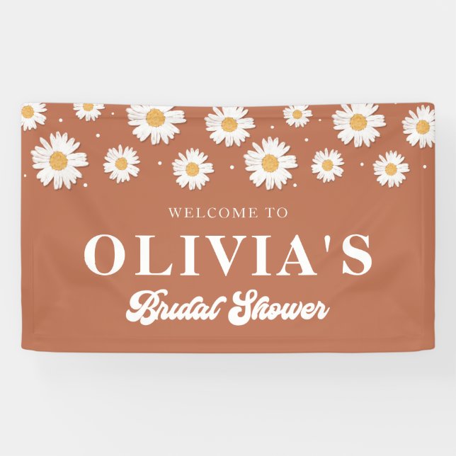 Lona Bienvenida a la ducha de novia Boho Daisy (Horizontal)