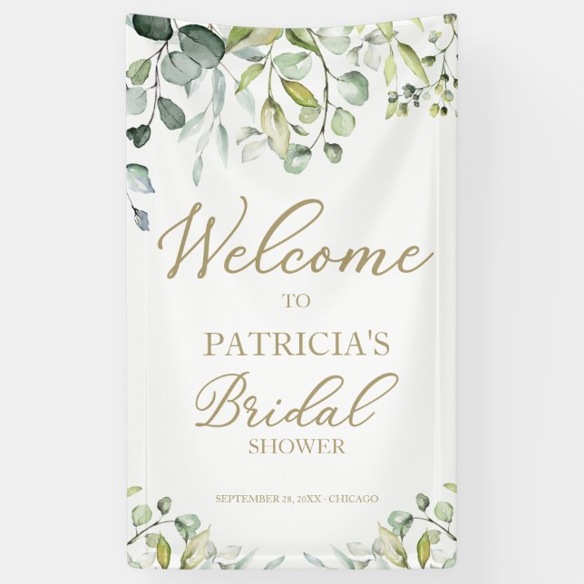 Lona Bienvenida a la ducha de novia Eucalyptus Bridal (Vertical)