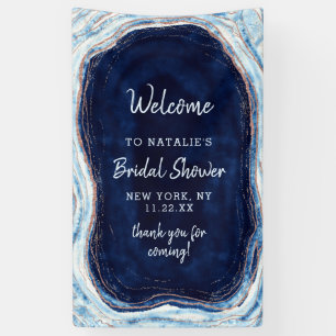 Lona Bienvenida a la ducha de novia Sapphire Blue Geode