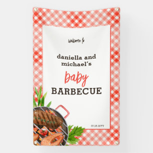 Lona Bienvenida a la Fiesta de Bebé con Barbacoa Rojo R