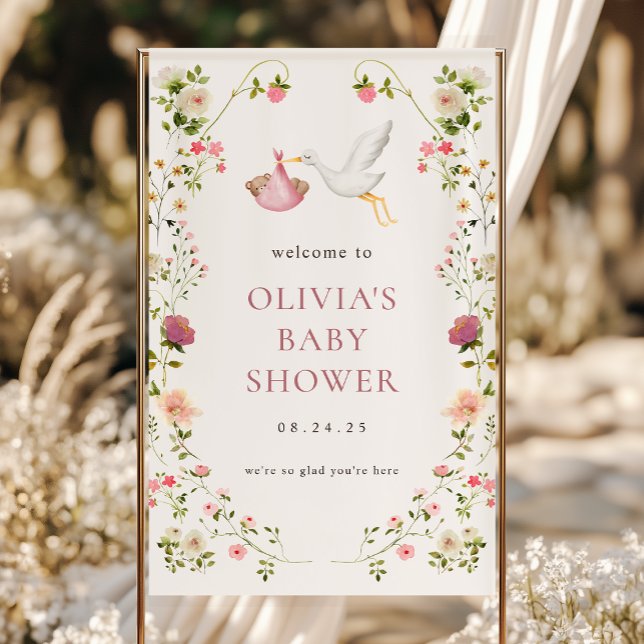 Lona Bienvenida a la fiesta de bebé de entrega de cigüe (Subido por el creador)