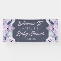 Bienvenida a la Fiesta de Bebé Flores Purpura Vint