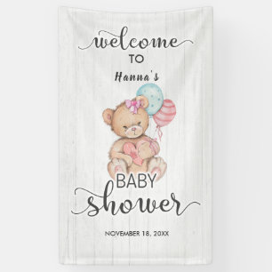 Lona Bienvenida a la fiesta de bebé niña con madera bla