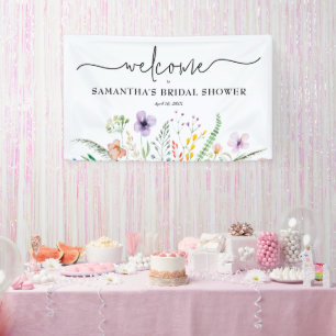 Lona Bienvenida a la fiesta de boda de Wildflower
