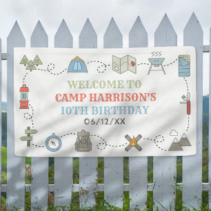 Lona Bienvenida a la fiesta de cumpleaños de Camping