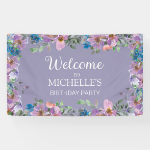 Lona Bienvenida a la fiesta de cumpleaños de mujer con