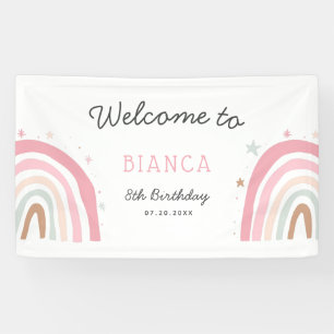 Lona Bienvenida a la fiesta de cumpleaños del arcoiris 