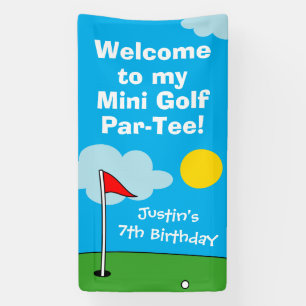 Lona Bienvenida a la fiesta de cumpleaños del putt putt