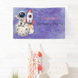 Lona Bienvenida a la fiesta de cumpleaños espacial del