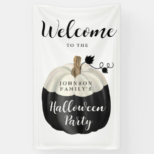 Lona Bienvenida a la fiesta de Halloween con calabaza b