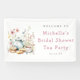 Lona Bienvenida a la fiesta de té de la boda floral