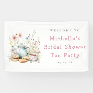 Lona Bienvenida a la fiesta de té de la ducha floral nu