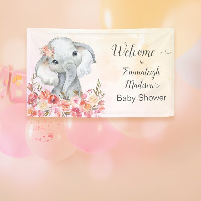 Lona Bienvenida a la Moda Elephant Baby Shower Boho (Subido por el creador)