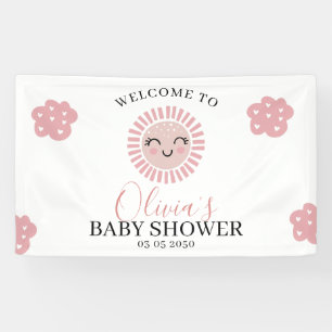 Lona Bienvenida a la niña del sol rosa Baby Shower 