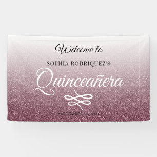 Lona Bienvenida a la Quinceañera de brillo de Borgoña C