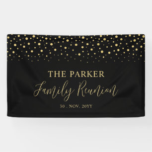 Lona Bienvenida a la Reunión Familiar de Confeti Dorado