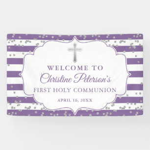 Lona Bienvenida a la Santa Comunión, Purpurina de Plat
