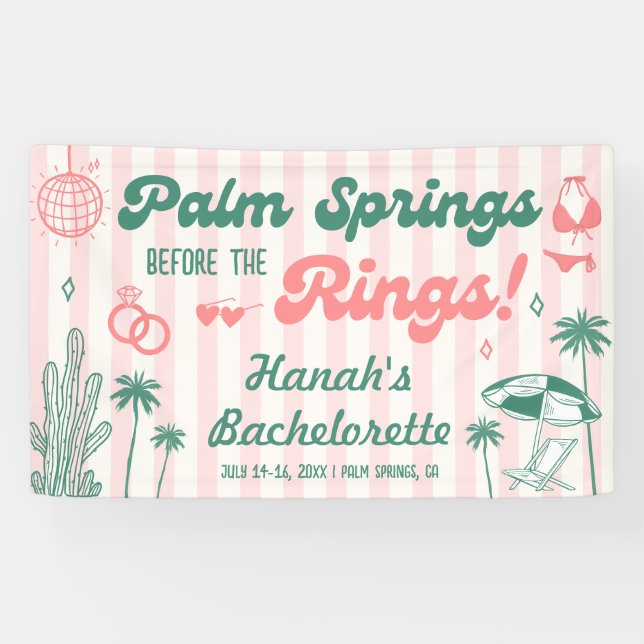 Lona Bienvenida a la Soltera Retro Palm Spring (Horizontal)
