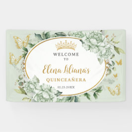 Lona Bienvenida a las mariposas Sage Green Floral Quinc