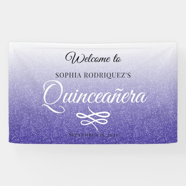 Lona Bienvenida a los 15 cumpleaños de la Purpurina Azu (Horizontal)