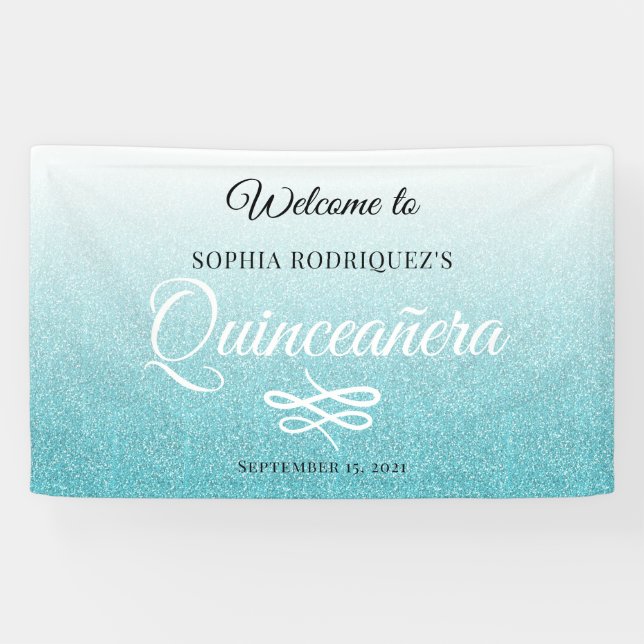 Lona Bienvenida a los 15 cumpleaños de la Purpurina Azu (Horizontal)