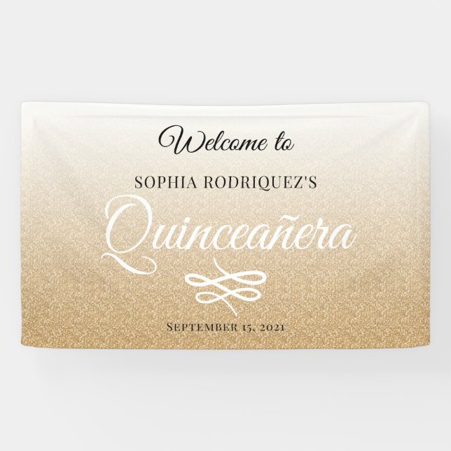 Lona Bienvenida a los 15 cumpleaños de la Purpurina de  (Horizontal)